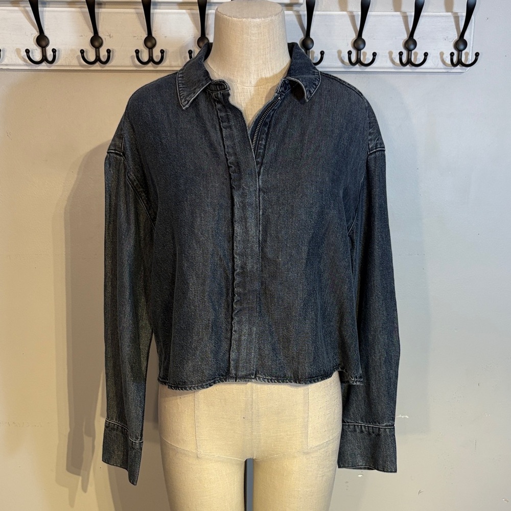 Anthropology cloth & stone Black Washed Denim Jean Jacket